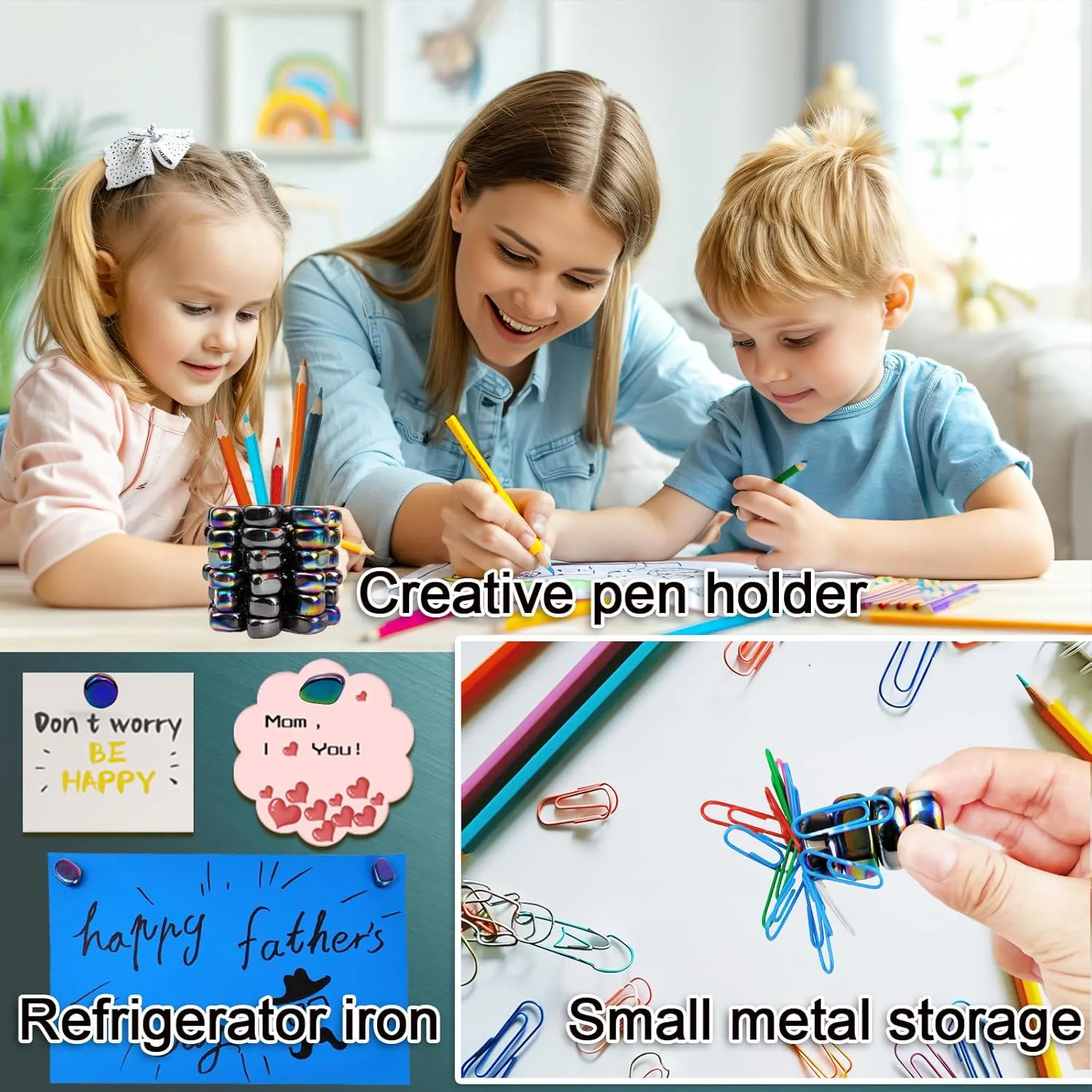 30 Pcs Large fridge magnets, hematite magnet fidget kit, irregular refrigerator magnets for kitchen, DIY Educational Science Kit for Wall Stickers, magnetic fidget toy for whiteboard (Rainbow)