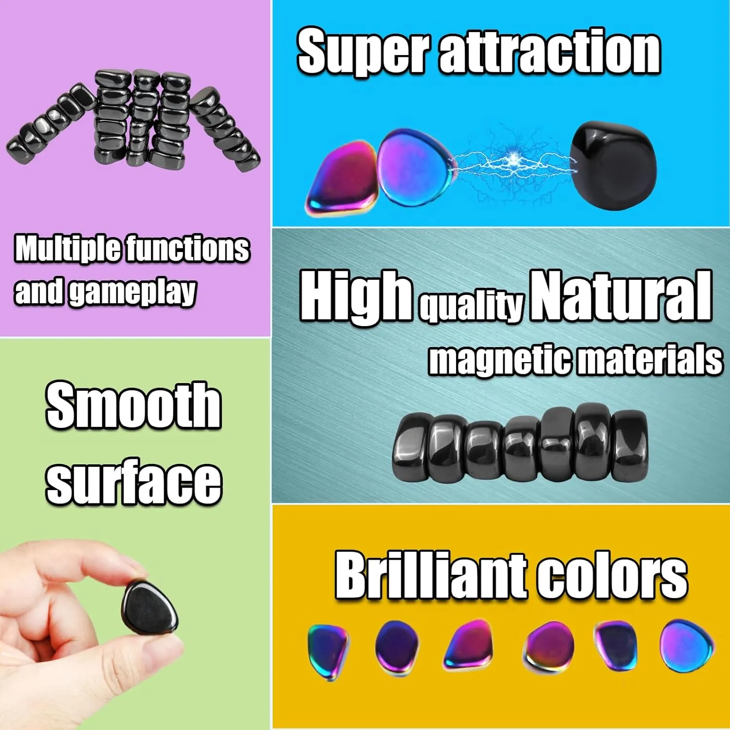 30 Pcs Large fridge magnets, hematite magnet fidget kit, irregular refrigerator magnets for kitchen, DIY Educational Science Kit for Wall Stickers, magnetic fidget toy for whiteboard (Rainbow)