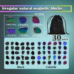 30 Pcs Large fridge magnets, hematite magnet fidget kit, irregular refrigerator magnets for kitchen, DIY Educational Science Kit for Wall Stickers, magnetic fidget toy for whiteboard (Rainbow)
