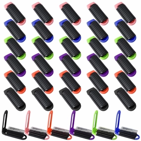30 Pcs Folding Hair Brush With Mirror, Portable Foldable Brush For Women Men, 6 Colors Mini Hair Brush With Mirror, Compact Brush For Travel Toiletry Bag(Purple, Pink, Blue, Green, Orange, Black)