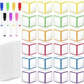 31 Pcs Dry Erase Blocks Set 24 Dry Erase Blank Foam Dice with 7 Colorful Marker Pens Dry Erase Cubes Wipe Write Block Teaching Aid Tool for Learning Playing Game Dinner Decider Classroom Supplies