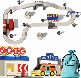 36 pcs Train Track Set for Toddlers, High-Speed Urban Rail Adventure Theme Kids Motorized Magnetic Train Toy, Birthday Gifts for 3 4 5 6 7 Year Old Boys Girls Children