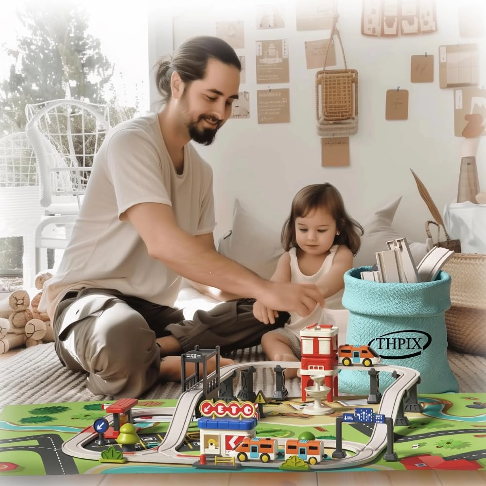 36 pcs Train Track Set for Toddlers, High-Speed Urban Rail Adventure Theme Kids Motorized Magnetic Train Toy, Birthday Gifts for 3 4 5 6 7 Year Old Boys Girls Children