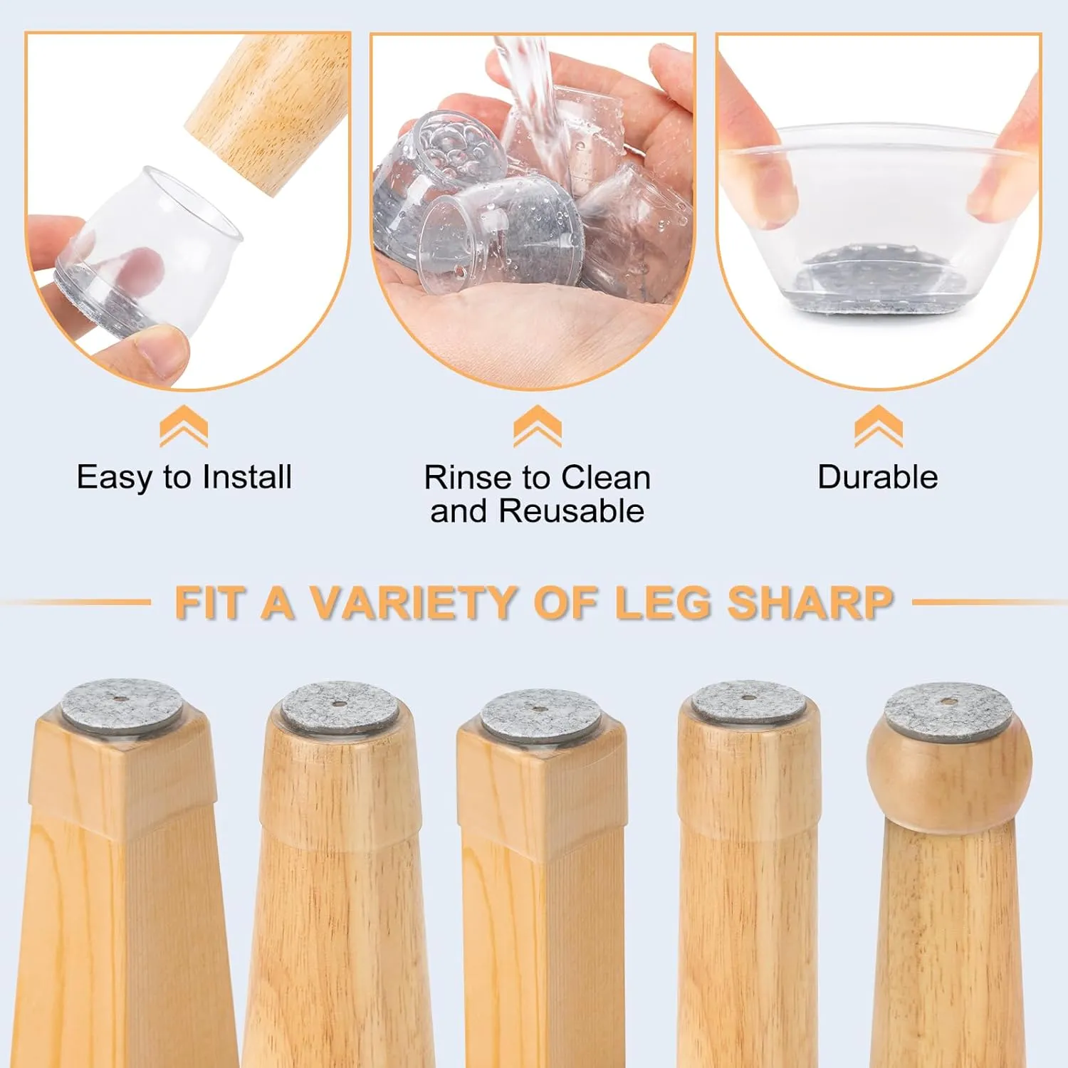 36Pcs Round Chair Leg Floor Protectors, Silicone Chair Feet Caps to Protect Tile Floors, Felt Pads Furniture Leg Caps Covers from Scratches and Noise(Clear, Small Fit: 0.9"-1.29")
