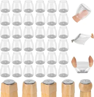 36Pcs Round Chair Leg Floor Protectors, Silicone Chair Feet Caps to Protect Tile Floors, Felt Pads Furniture Leg Caps Covers from Scratches and Noise(Clear, Small Fit: 0.9"-1.29")