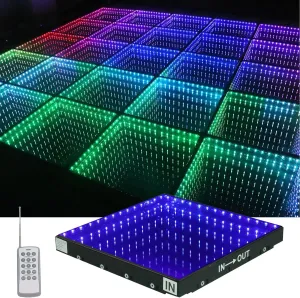 3D Dance Floor Stage Lights Tempered (8 * 8ft) Glass with Flight Case Infinity Mirror Panel 3D Effect LED Dance Floor for Wedding Party (3D -Magnetic)