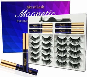 3D Magnetic Eyelashes With Eyeliner Kit - Magnetic Lashes Natural Looking - 10 Pairs Reusable Magnetic Eyelash Kit with Applicator - Easy to Apply