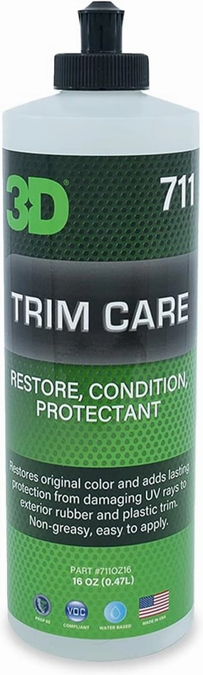 3D Trim Care Restorer of Faded & Dull Plastic, Rubber, Trim & Bumpers - Renews Surface to Original Appearance - Long Lasting Shine & Protection 16oz.