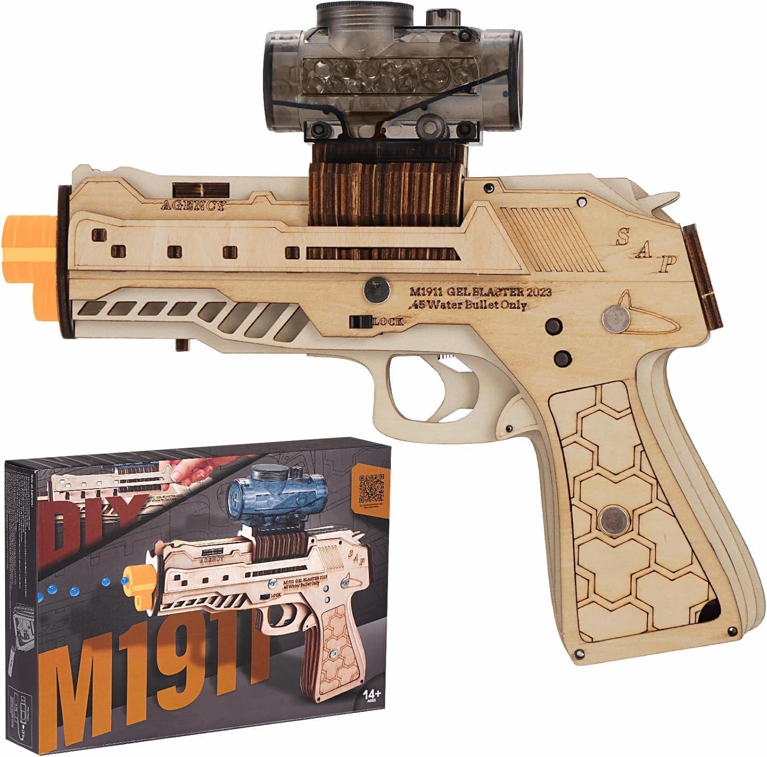 3D Wooden Puzzles Gun, Wood Gun Puzzles for Adult, Rechargeable Electric DIY M1911 Model Puzzle Toy Guns, Unique DIY Wood Crafts Building Kits as Christmas Birthday Gifts