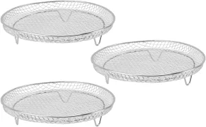 3PCS 8-Inch Stackable Air Fryer Racks, 304 Stainless Steel Dehydrator Grill for, Accessories (Round)