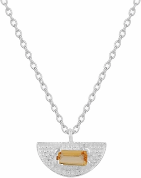 3x6 mm Citrine Chain Pendant for Her, 18"