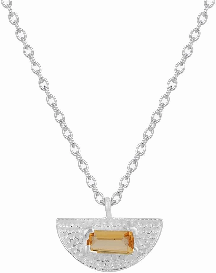 3x6 mm Citrine Chain Pendant for Her, 18"