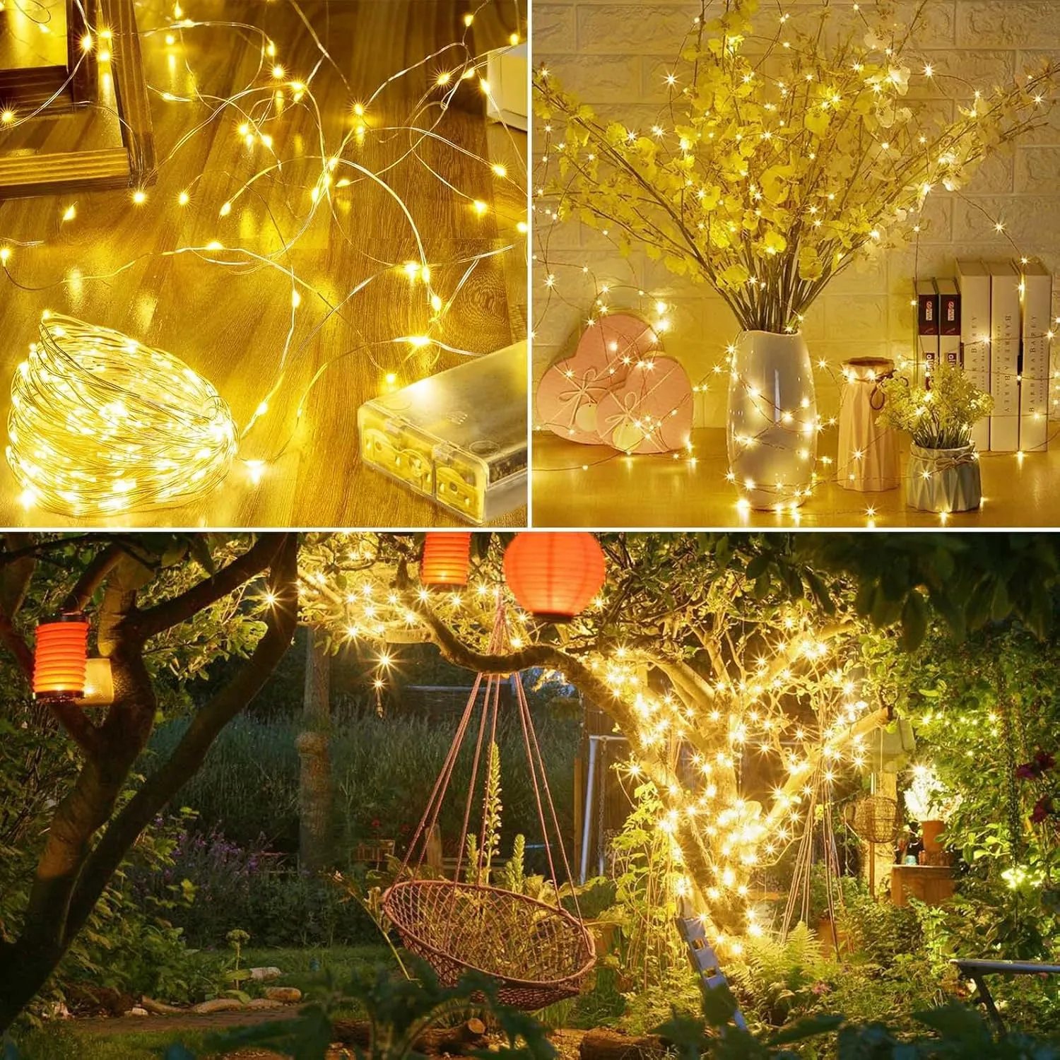 4 Pack 80FT 240LED Fairy Lights Battery Operated with Remote | Twinkle Lights with Timer Indoor Outdoor Waterproof | String Light for Bedroom Wedding for Christmas Décor