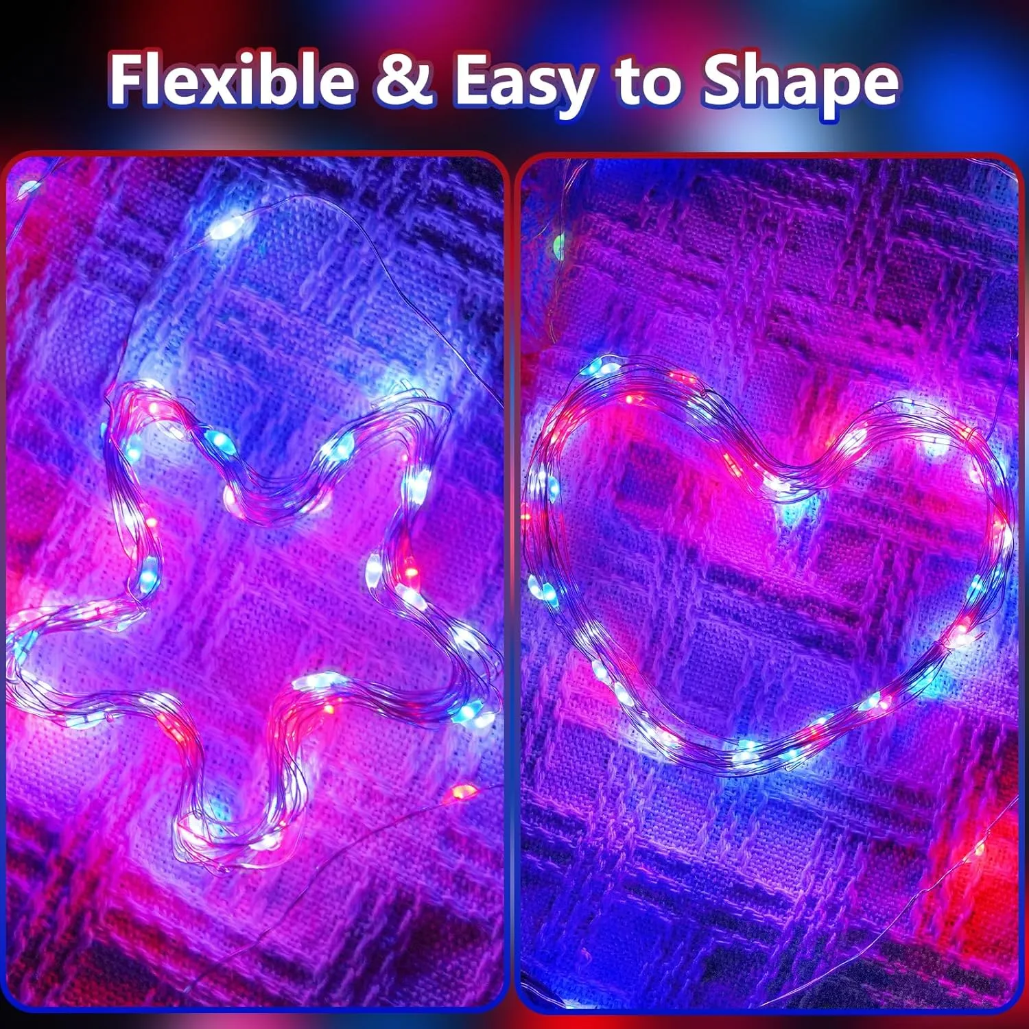 4 Pack Red White & Blue Fairy Lights Battery Operated with Timer Remote, Total 80FT 240LED 4th of July Decorations Outdoor/Indoor American Flag Lights for Independence Day Patriotic Tree Decorations