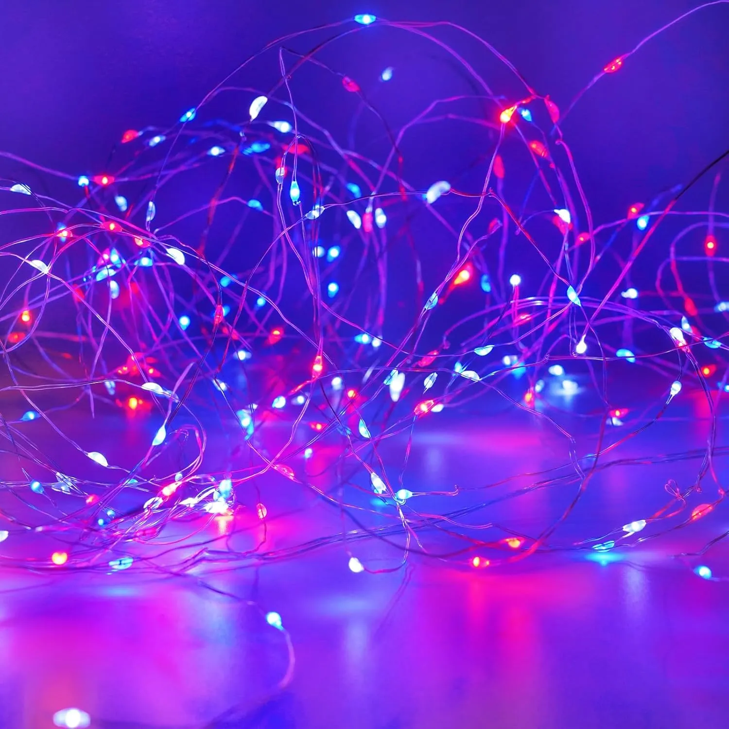 4 Pack Red White & Blue Fairy Lights Battery Operated with Timer Remote, Total 80FT 240LED 4th of July Decorations Outdoor/Indoor American Flag Lights for Independence Day Patriotic Tree Decorations