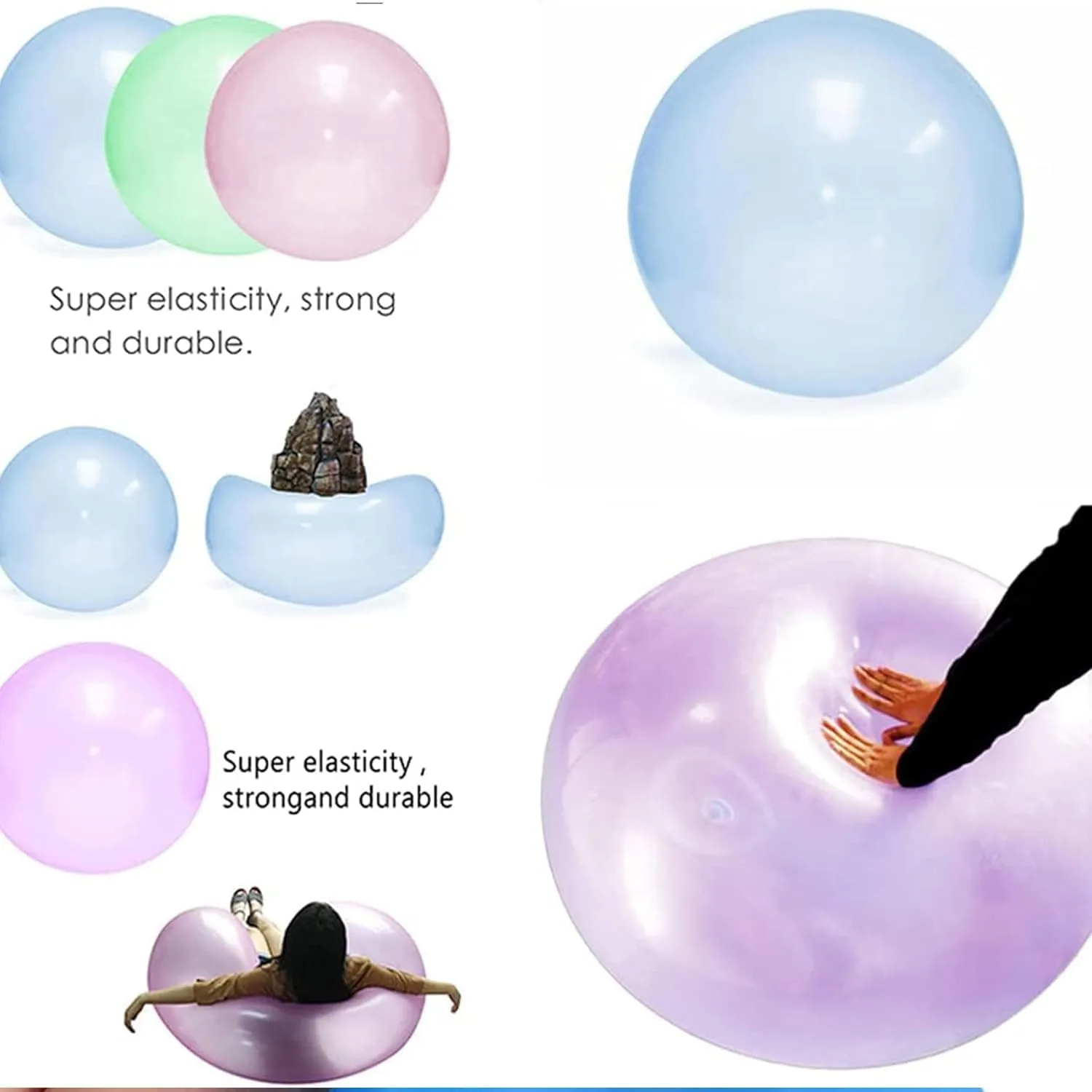 47'' Giant Bubble Ball for Adults Inflatable Fun Ball Water Injection Bubble Ball Balloons Beach Garden Ball Soft Rubber Ball for Outdoor Indoor Party (Green)