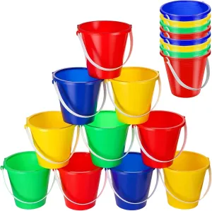 48 Pcs 5 Inch Beach Bucket Sand Buckets Colorful Fun Plastic Pails and Buckets for Kids Toddler Tool Summer Beach Theme Birthday Party Favors Bulk Play Castle Water Pool, 4 Colors