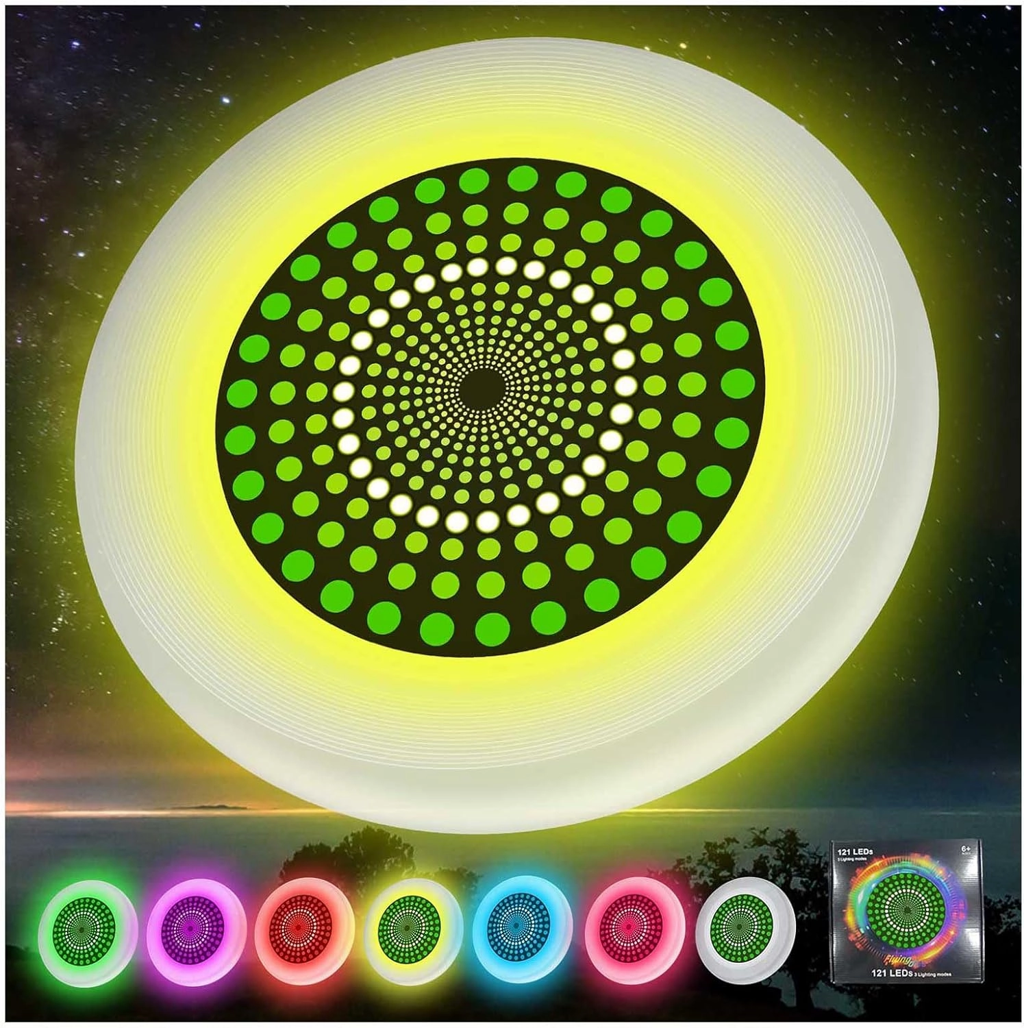 49LEDs Flying Disc Toy, 3 Smart Modes, Light Up Ultimate 175g Flying Disc, Rechargeable, Glow in The Dark Perfect for Parks/Camping/Backyards/Beach Outdoor Cool Games Camping Gift