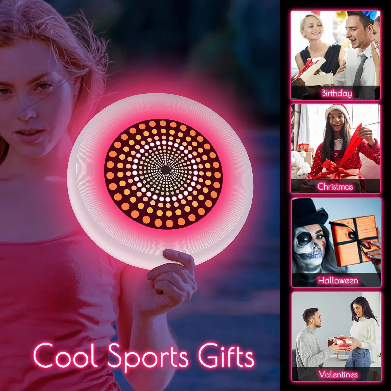49LEDs Flying Disc Toy, 3 Smart Modes, Light Up Ultimate 175g Flying Disc, Rechargeable, Glow in The Dark Perfect for Parks/Camping/Backyards/Beach Outdoor Cool Games Camping Gift