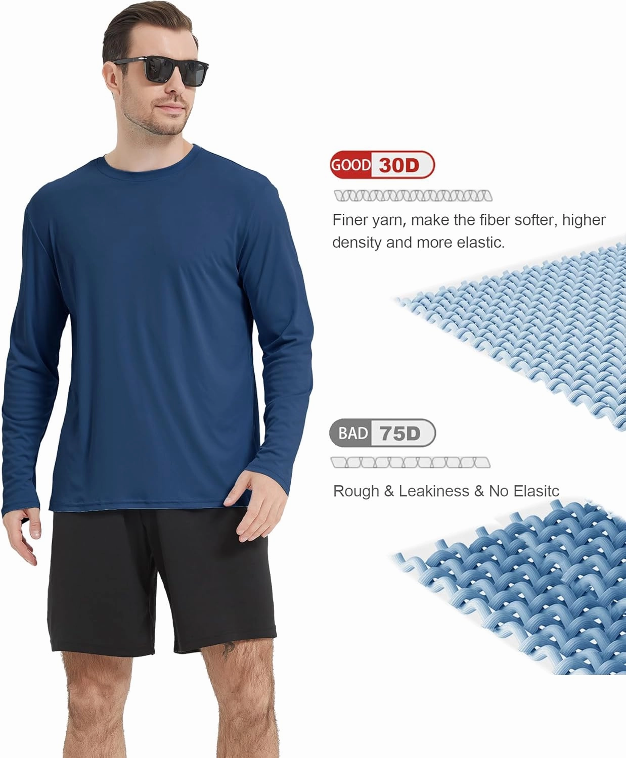4 Pack Men's UPF 50  Rash Guard Swim Fishing Sun Shirts, Long Sleeve SPF UV Sun Protection Shirts for Men