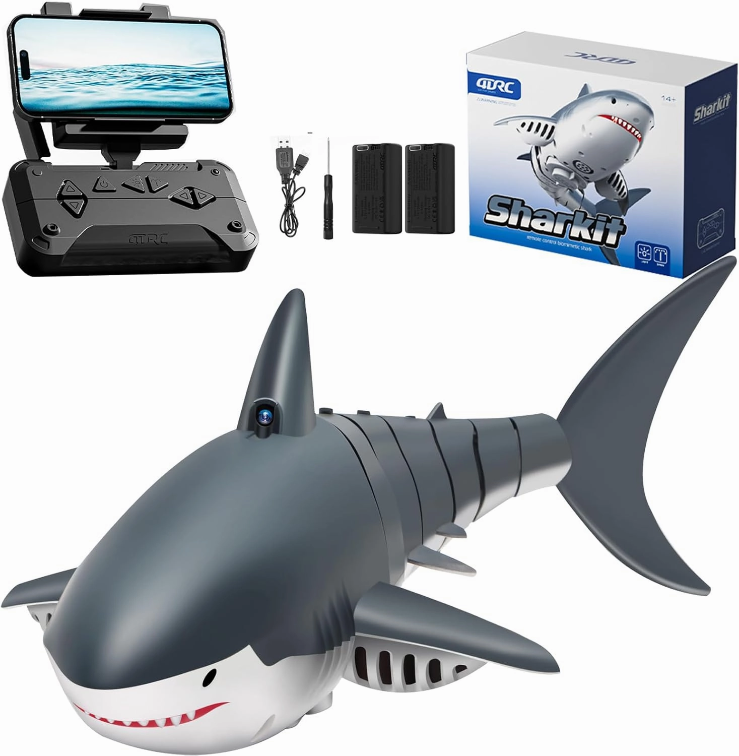 4DRC Remote Control Shark Toys for Boys Kids, RC Shark Pool Toys with WiFi Camera, Remote Control Boat Pool Toy for 3 4 5 6 7 8 9 Year Olds Kid Boys Girls Birthday Gifts