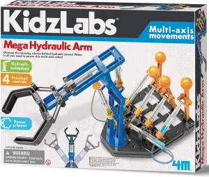 4M: KidzLabs: Mega Hydraulic Arm - DIY Robotic Water Powered Technology Kit, 18" Arm w/Multi-Axis Movements, STEM Science Activity Set, Kids Ages 8 