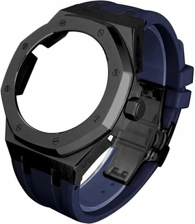 4rd Gen Metal Watch Case Fluorine Rubber Strap Stainless Steel Bezel Rubber Sport Watchband Mod Kit，For GA2100 GA-2100 GA2110 Modification and Upgrade watch strap