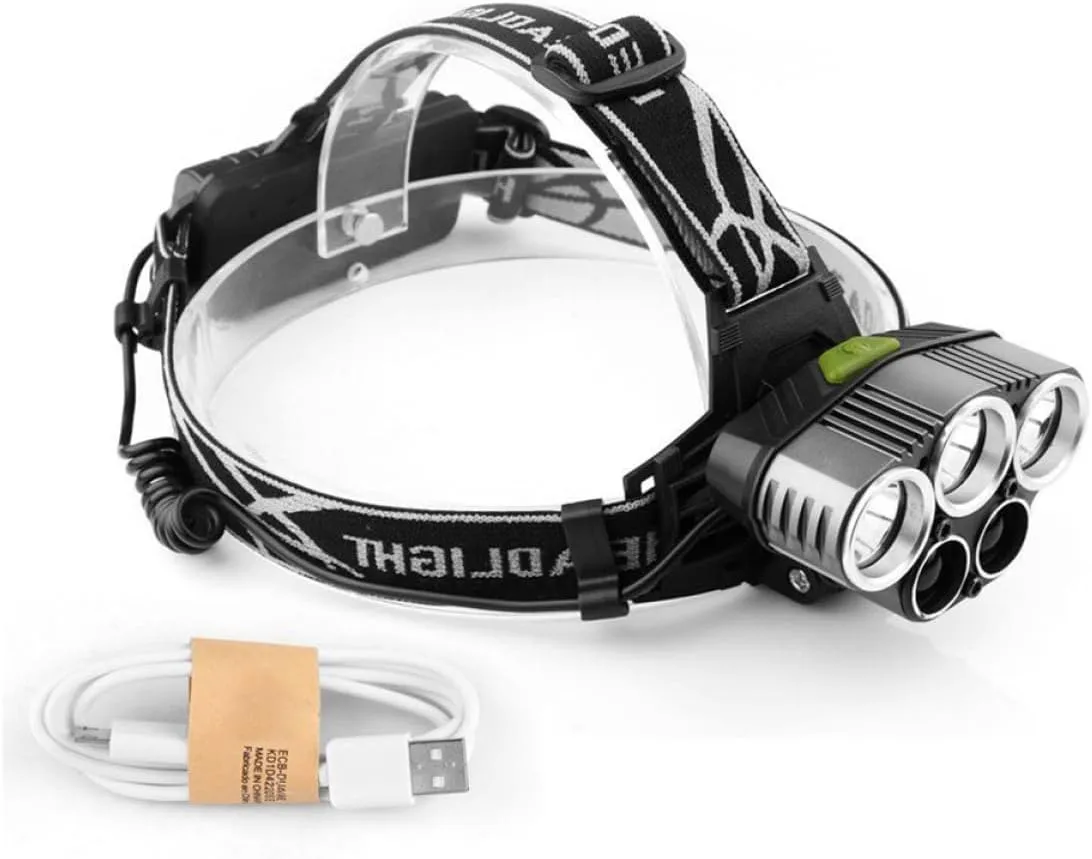 5 3t6 Rechargeable Headlamp for Camping Hiking Waterproof and Shockproof Lantern Aluminum Alloy Construction