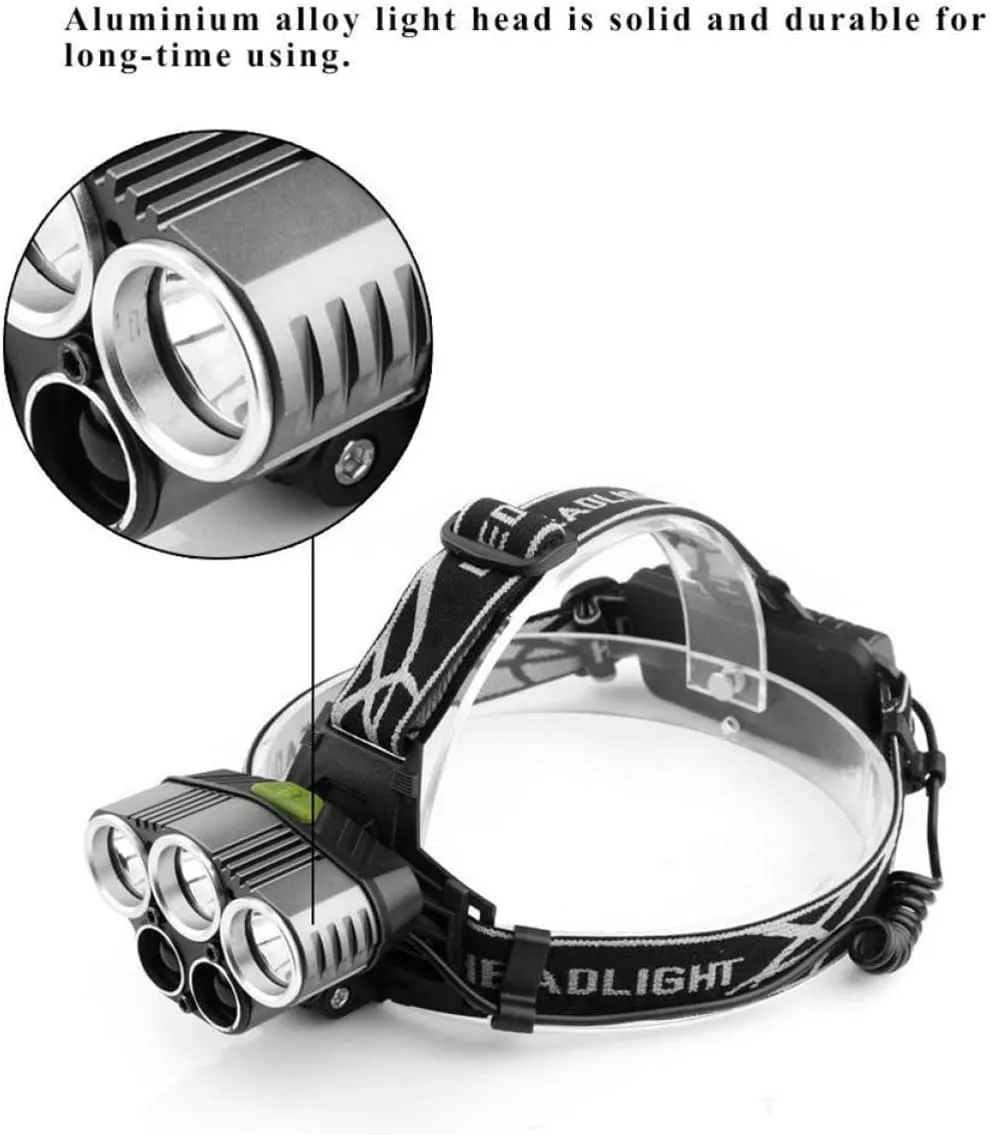 5 3t6 Rechargeable Headlamp for Camping Hiking Waterproof and Shockproof Lantern Aluminum Alloy Construction