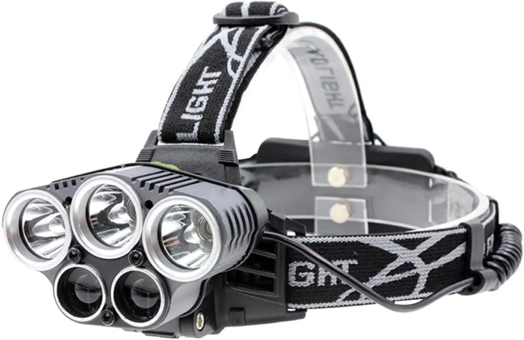 5 3t6 Rechargeable Headlamp for Camping Hiking Waterproof and Shockproof Lantern Aluminum Alloy Construction