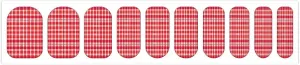 50 Pieces 5 Sheets Full Wrap Nail Stickers Red and White Checkered Print Self Adhesive Fingernail Strips Manicure Kit for Women DIY Art