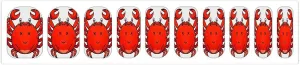 50 Pieces 5 Sheets Full Wrap Nail Stickers Red Crab Print Self Adhesive Fingernail Strips Manicure Kit for Women DIY Art