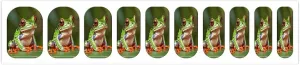 50 Pieces 5 Sheets Full Wrap Nail Stickers Red-Eyed Frog Print Self Adhesive Fingernail Strips Manicure Kit for Women DIY Art