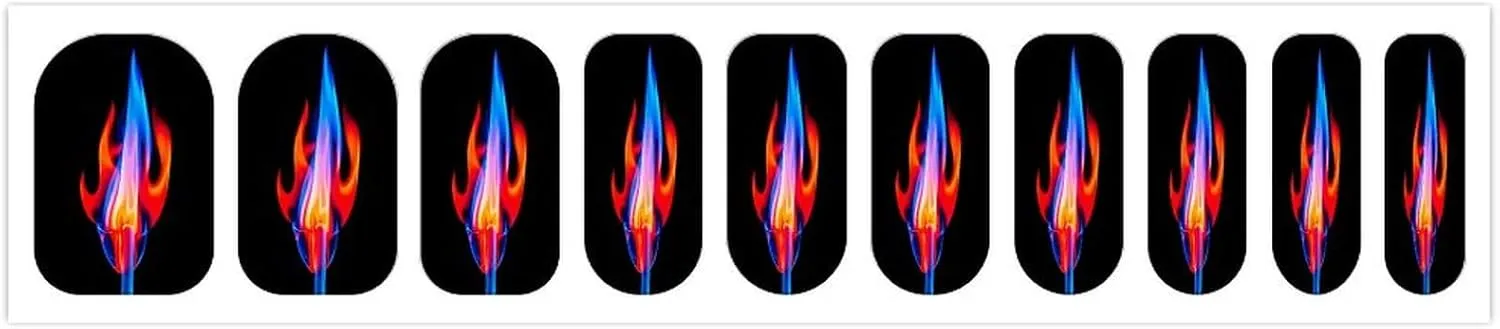 50 Pieces 5 Sheets Full Wrap Nail Stickers Red Flame and Blue Water Print Self Adhesive Fingernail Strips Manicure Kit for Women DIY Art