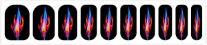 50 Pieces 5 Sheets Full Wrap Nail Stickers Red Flame and Blue Water Print Self Adhesive Fingernail Strips Manicure Kit for Women DIY Art