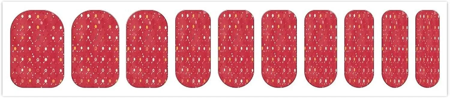 50 Pieces 5 Sheets Full Wrap Nail Stickers Red Polka Dot Print Self Adhesive Fingernail Strips Manicure Kit for Women DIY Art