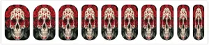50 Pieces 5 Sheets Full Wrap Nail Stickers Red Rose Skeleton Print Self Adhesive Fingernail Strips Manicure Kit for Women DIY Art