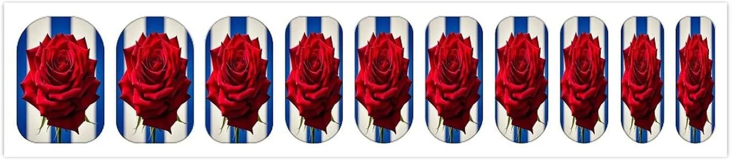50 Pieces 5 Sheets Full Wrap Nail Stickers Red Roses Print Self Adhesive Fingernail Strips Manicure Kit for Women DIY Art