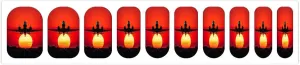 50 Pieces 5 Sheets Full Wrap Nail Stickers Romantic Red Sunset Plane Print Self Adhesive Fingernail Strips Manicure Kit for Women DIY Art