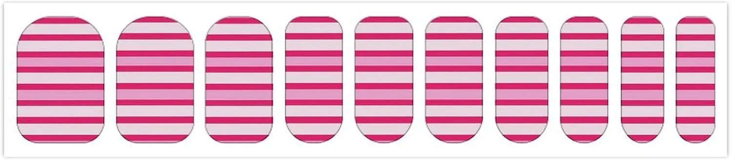 50 Pieces 5 Sheets Full Wrap Nail Stickers Rose Red Stripe Print Self Adhesive Fingernail Strips Manicure Kit for Women DIY Art