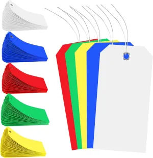 500 Plastic Shipping Tags with Wire - Waterproof Heavy Duty Labels with String Wires - Colorful, 4 3/4 x 2 3/8