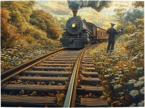 500 Piece Adult Wooden Jigsaw Puzzle - Steam Locomotive Approaching，Vintage Train on Mountain Tracks,Perfect for Adults & Home Decor,Ideal for Exercising Brain Power, Hands-on Skills