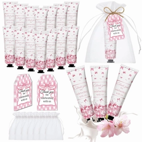 50 Pcs Pink Bow Gifts Hand Cream Bulk for Women,Girls Favors Gifts for Bachelorette Mini Travel Hand Lotion Bulk,Favors for Guest Wedding Bridal Engagement Baby Shower Party Stuffers