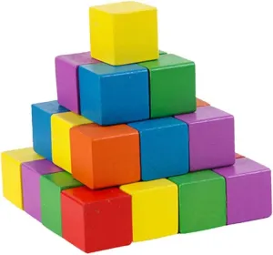 50pcs Square Cubes Wooden Craft Blocks DIY Tiles Building Materials Geometric Solids for Boys and Girls