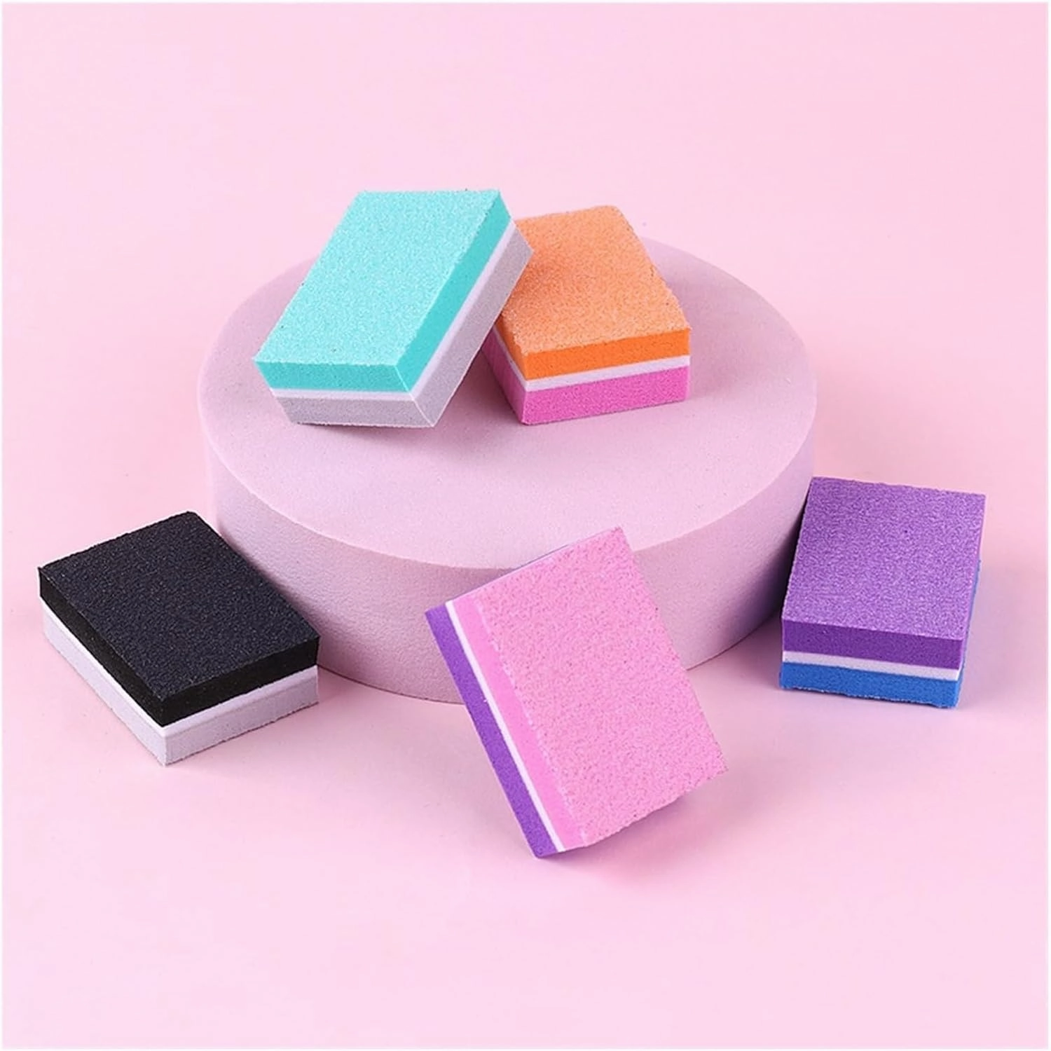 50pcs Nail File Buffer 100/180 Grit Colorful Sponge Double Sided Polisher Cuticle Remover Emery Board Files Manicure Tool(Blue-Purple)