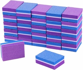 50pcs Nail File Buffer 100/180 Grit Colorful Sponge Double Sided Polisher Cuticle Remover Emery Board Files Manicure Tool(Blue-Purple)