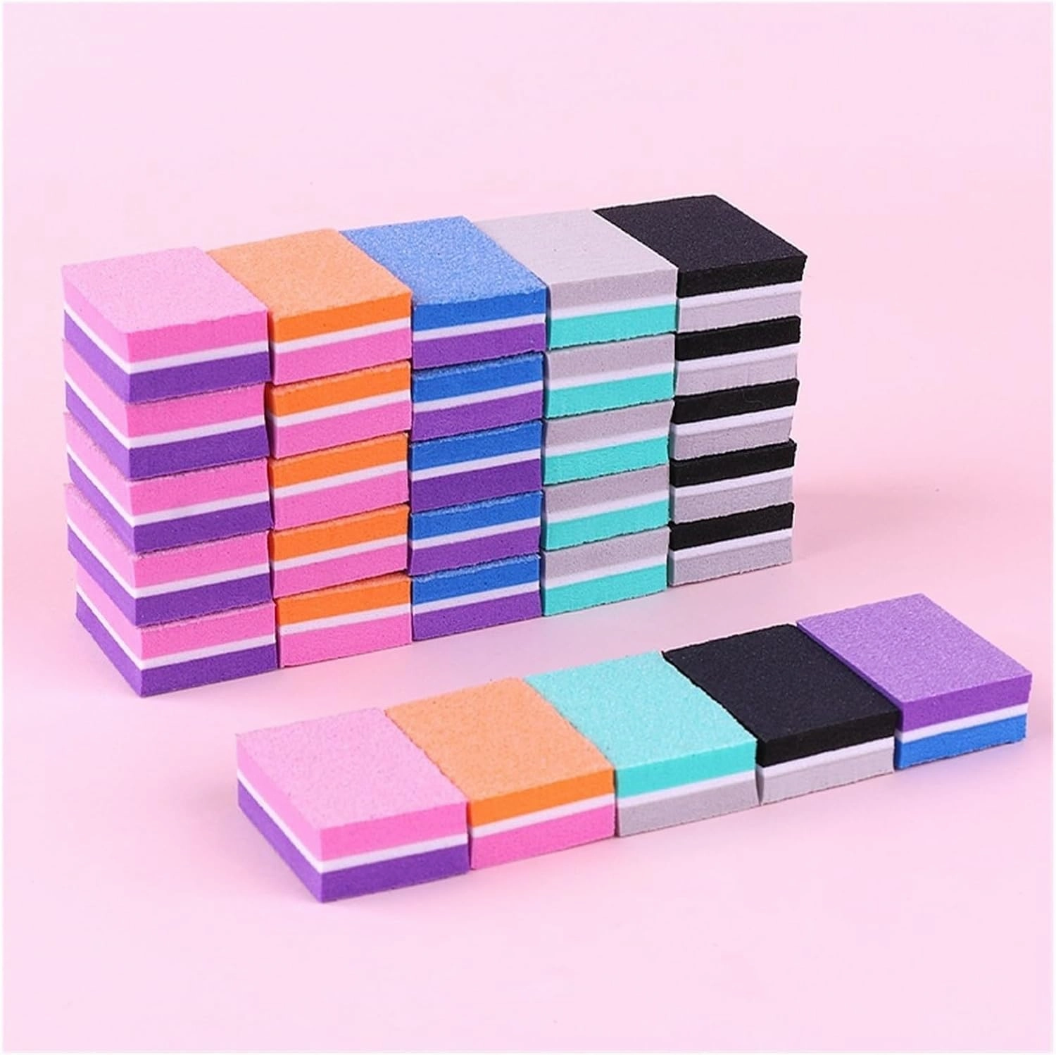 50pcs Nail File Buffer 100/180 Grit Colorful Sponge Double Sided Polisher Cuticle Remover Emery Board Files Manicure Tool(Blue-Purple)