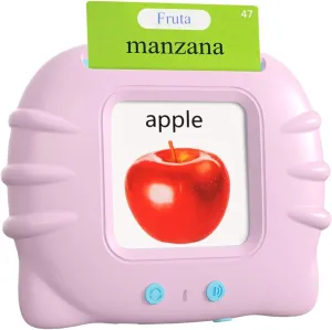 510 Words Toddler Spanish English Talking Flash Cards for 1 2 3 4 5 6 Years Old Boys and Girls, Autism Sensory Therapy Toys for Kids, Leaning Educational Montessori Pocket Speech Toys 1-3 - Pink