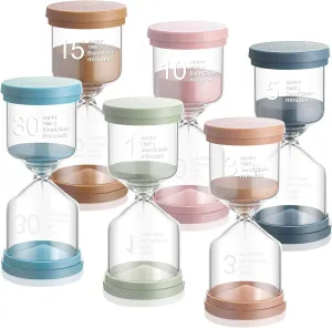 6 Pack Colorful Hourglass Set Sand Timers Clock Egg Timers for Office Home Play Time Brushing Teeth Cooking Reading Graduation Classroom Decoration(Mocha Mousse Color,Small)