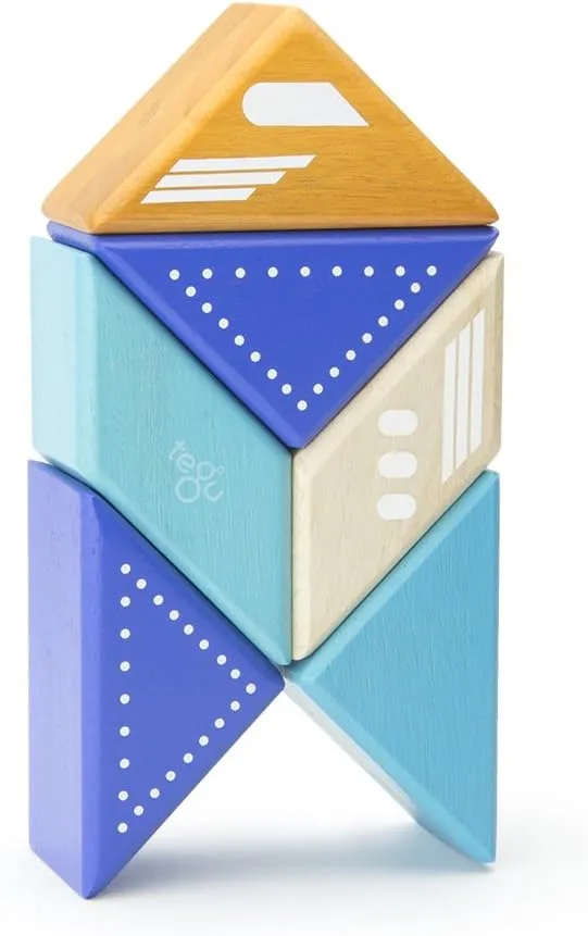 6 Piece Tegu Travel Pal Magnetic Wooden Block Set, Jet Plane